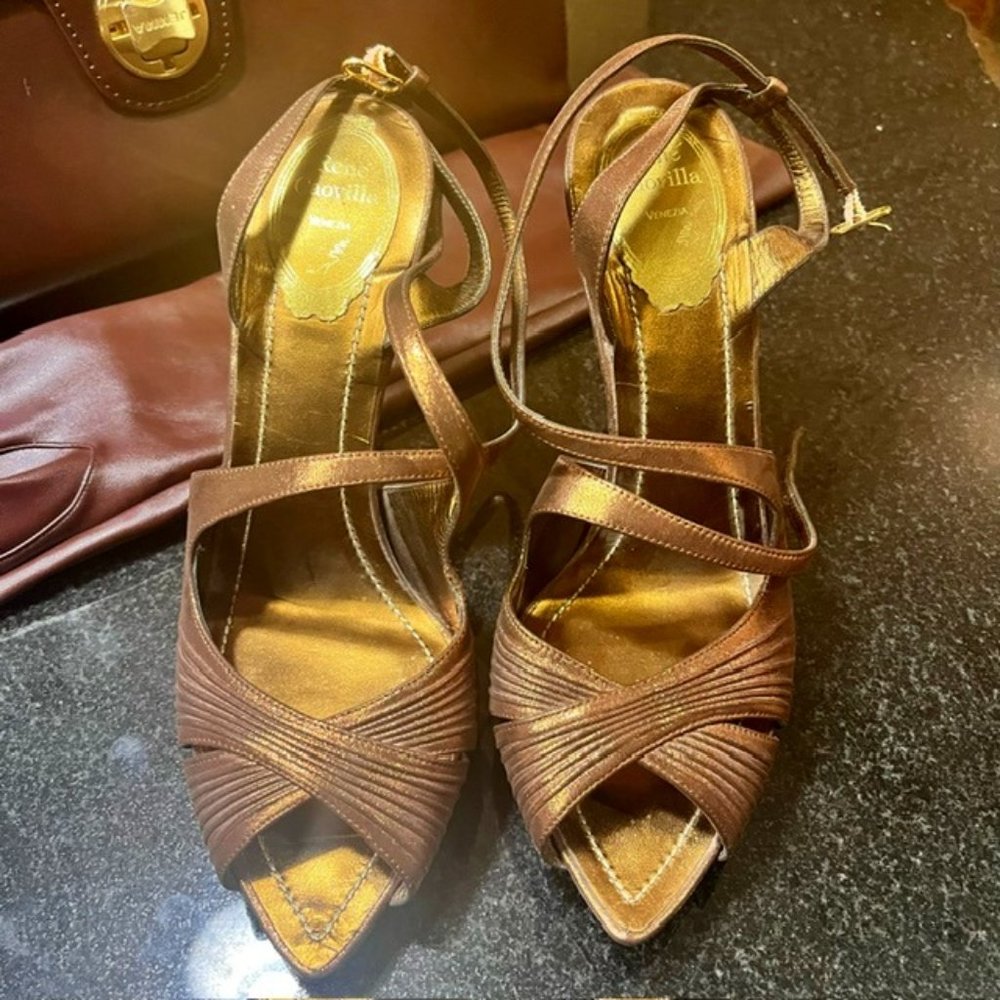 HOT! Rene' Caovilla "Dressy" Bronze Strappy Sandal